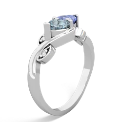 Aquamarine Floral Elegance 14K White Gold ring R5790