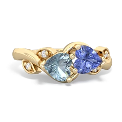 Aquamarine Floral Elegance 14K Yellow Gold ring R5790