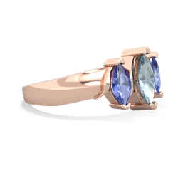 Aquamarine Three Peeks 14K Rose Gold ring R2433