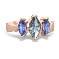 Aquamarine Three Peeks 14K Rose Gold ring R2433