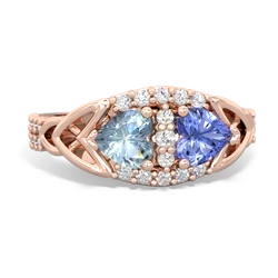 Aquamarine Sparkling Celtic Knot 14K Rose Gold ring R2645