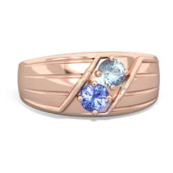 Aquamarine Men's Streamline 14K Rose Gold ring R0460