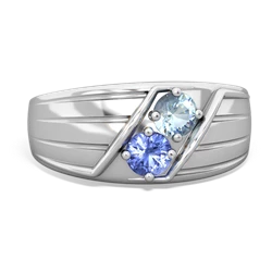 Aquamarine Men's Streamline 14K White Gold ring R0460