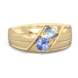 Aquamarine Men's Streamline 14K Yellow Gold ring R0460