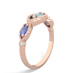 Aquamarine Milgrain Marquise 14K Rose Gold ring R5700