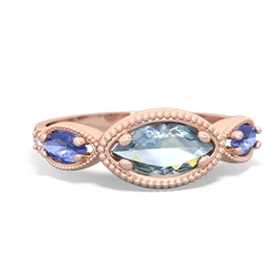 Aquamarine Milgrain Marquise 14K Rose Gold ring R5700