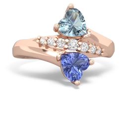 Aquamarine Heart To Heart 14K Rose Gold ring R2064