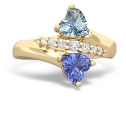 Aquamarine Heart To Heart 14K Yellow Gold ring R2064