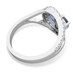 Aquamarine Nestled Heart Keepsake 14K White Gold ring R5650