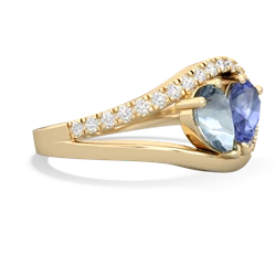 Aquamarine Nestled Heart Keepsake 14K Yellow Gold ring R5650