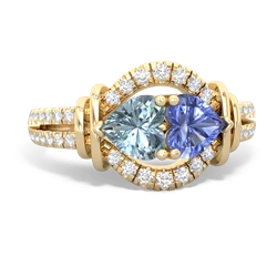 Aquamarine Art-Deco Keepsake 14K Yellow Gold ring R5630