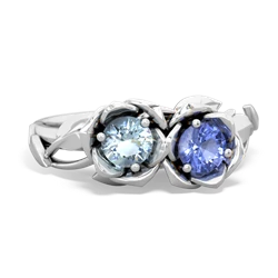 Aquamarine Rose Garden 14K White Gold ring R5510