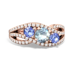 Aquamarine Three Stone Aurora 14K Rose Gold ring R3080