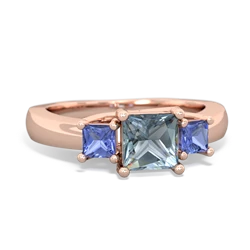 Aquamarine Three Stone Trellis 14K Rose Gold ring R4015