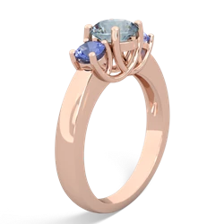 Aquamarine Three Stone Round Trellis 14K Rose Gold ring R4018