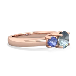 Aquamarine Three Stone Round Trellis 14K Rose Gold ring R4018