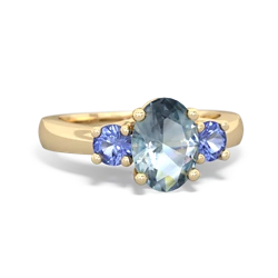 Aquamarine Three Stone Oval Trellis 14K Yellow Gold ring R4024