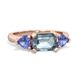 Aquamarine Three Stone 14K Rose Gold ring R5235