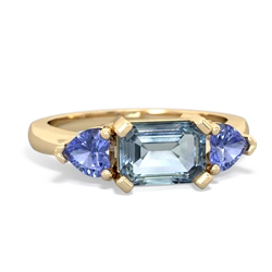 Aquamarine Three Stone 14K Yellow Gold ring R5235