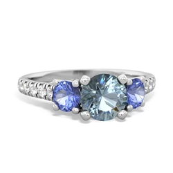 Aquamarine Pave Trellis 14K White Gold ring R5500