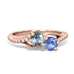 Aquamarine Infinity Pave Two Stone 14K Rose Gold ring R5285