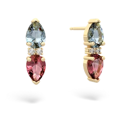 Aquamarine Bowtie Drop 14K Yellow Gold earrings E0865