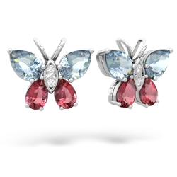 Aquamarine Butterfly 14K White Gold earrings E2215