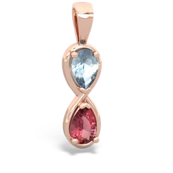 Aquamarine Infinity 14K Rose Gold pendant P5050