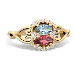 Aquamarine Love Nest 14K Yellow Gold ring R5860