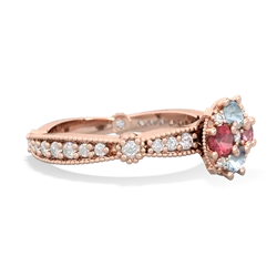 Aquamarine Sparkling Tiara Cluster 14K Rose Gold ring R26293RD