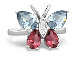 Aquamarine Butterfly 14K White Gold ring R2215