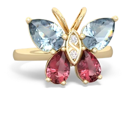 Aquamarine Butterfly 14K Yellow Gold ring R2215