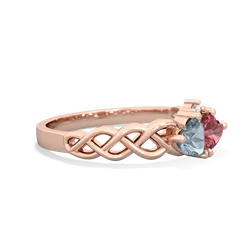 Aquamarine Heart To Heart Braid 14K Rose Gold ring R5870