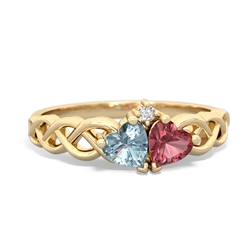 Aquamarine Heart To Heart Braid 14K Yellow Gold ring R5870