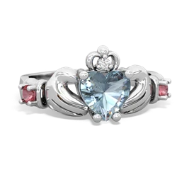 Aquamarine Claddagh Keepsake 14K White Gold ring R5245