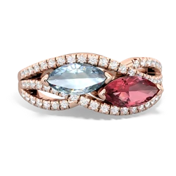 Aquamarine Diamond Rivers 14K Rose Gold ring R3070