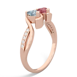 Aquamarine Side By Side 14K Rose Gold ring R3090
