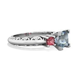 Aquamarine Eternal Embrace Engagement 14K White Gold ring C2001