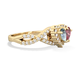 Aquamarine Diamond Twist 'One Heart' 14K Yellow Gold ring R2640HRT