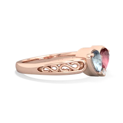 Aquamarine Filligree 'One Heart' 14K Rose Gold ring R5070