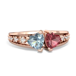 Aquamarine Heart To Heart 14K Rose Gold ring R3342