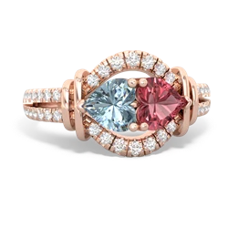 Aquamarine Art-Deco Keepsake 14K Rose Gold ring R5630