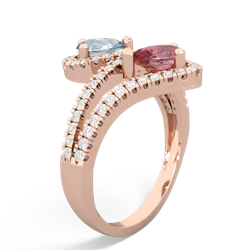 Aquamarine Diamond Dazzler 14K Rose Gold ring R3000