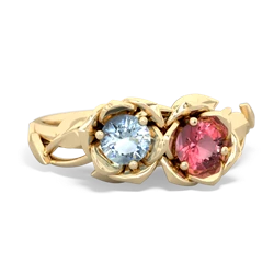 Aquamarine Rose Garden 14K Yellow Gold ring R5510