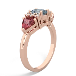 Aquamarine Antique Style Three Stone 14K Rose Gold ring R2186