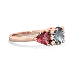 Aquamarine Antique Style Three Stone 14K Rose Gold ring R2186