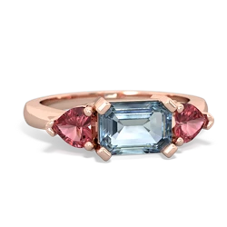 Aquamarine Three Stone 14K Rose Gold ring R5235