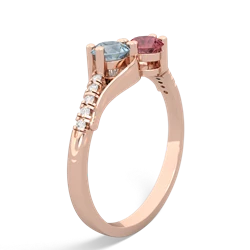 Aquamarine Infinity Pave Two Stone 14K Rose Gold ring R5285