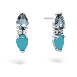 Aquamarine Bowtie Drop 14K White Gold earrings E0865
