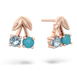 Aquamarine Sweet Cherries 14K Rose Gold earrings E7001